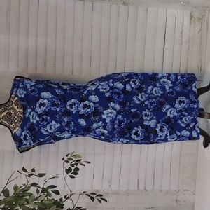 Lands End Blue Floral Sleeveless Sheath Dress, 10P